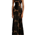 Floral Suspender Slanted Long Dress