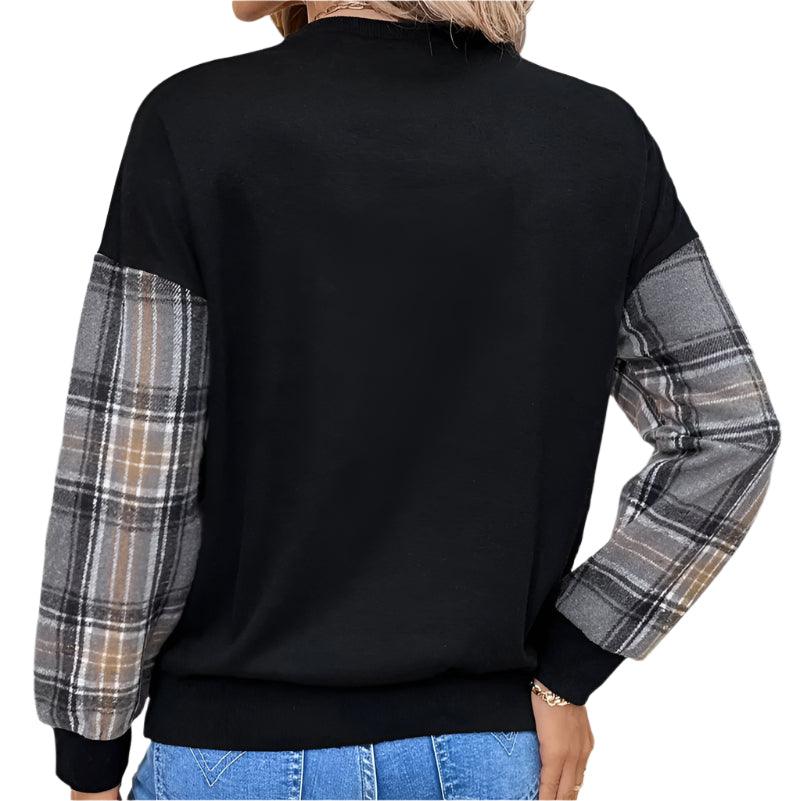 Plaid round neck long sleeve sweatshirtrunwayashionista.com