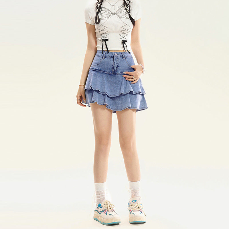 Casual Sweet Denim Mini Skirt