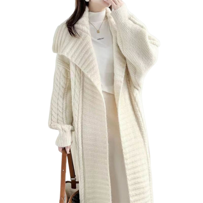 Lapel Thickened Large Sweater Coat - runwayfashionista.com