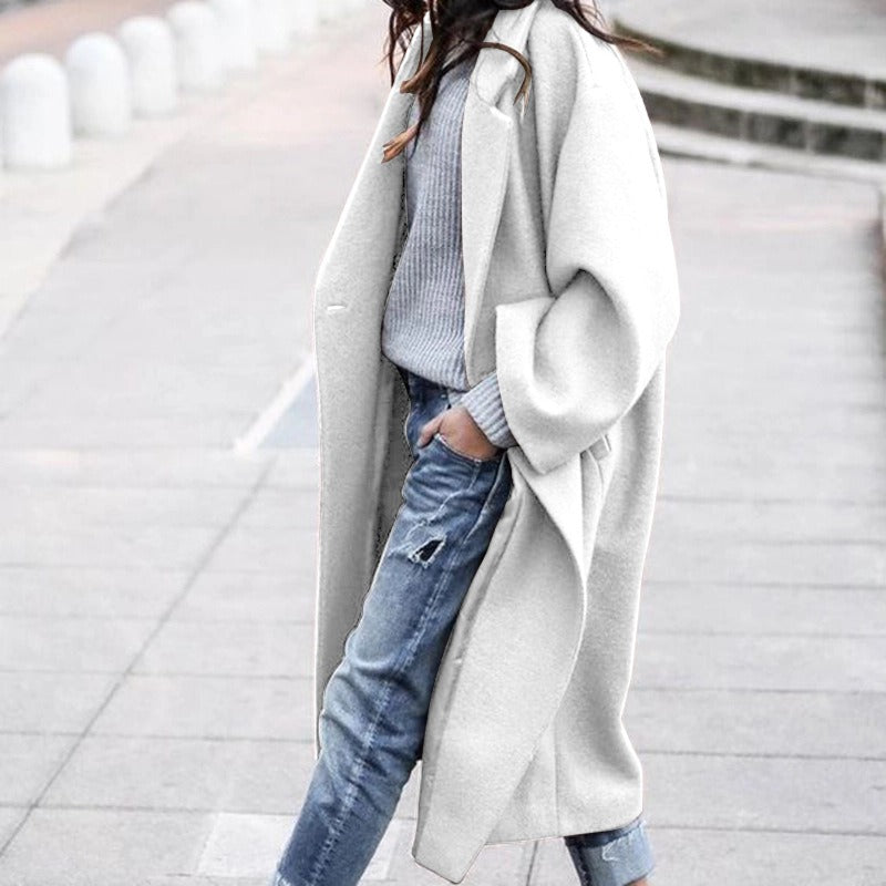 Casual long woollen jacket - runwayfashionista.com