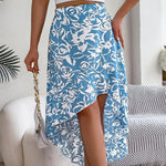 High-Low Printed High Waist Skirt