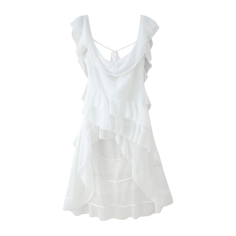 One Shoulder Ruffle Irregular Dress