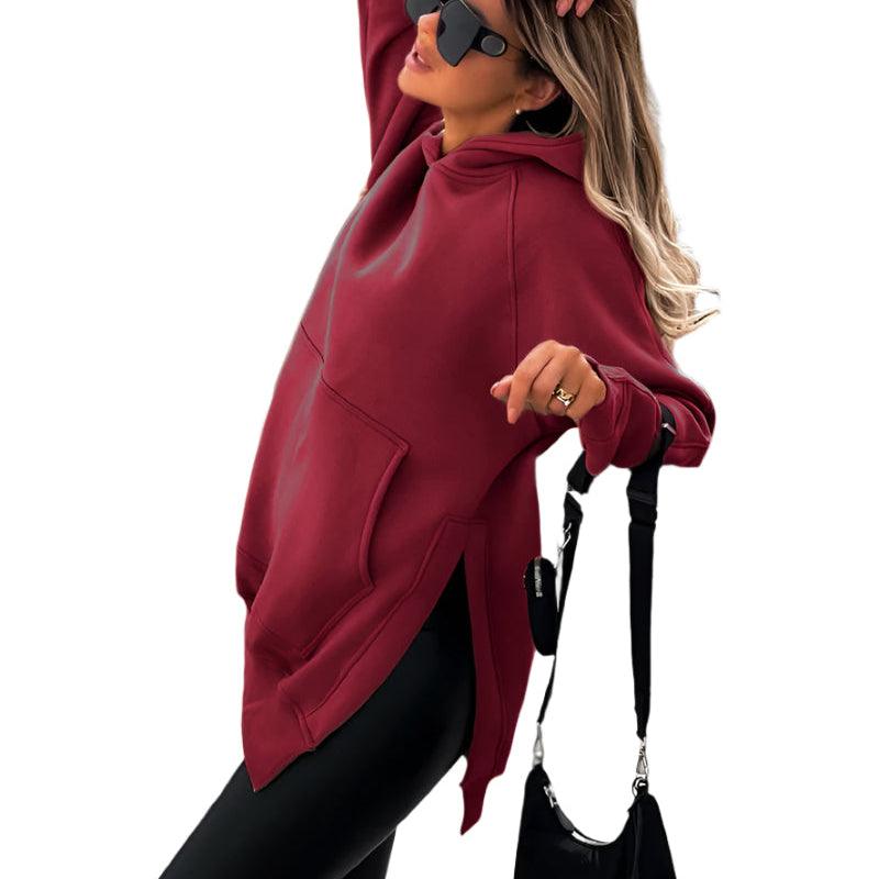Pocket Style Slit Pullover Hoodie