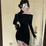 Seductive Off-Shoulder Long Sleeve Mini Dress