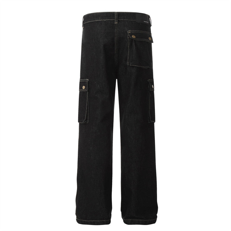 Retro Revival: The Ultimate Multi-Pocket Workwear Jeans - black