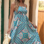 Printed Spaghetti Strap Midi Dress -runwayfashionta.com