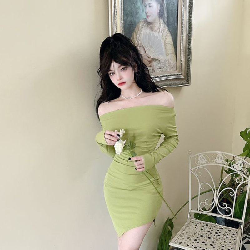 Seductive Off-Shoulder Long Sleeve Mini Dress