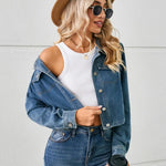 Button Up Long Sleeve Denim Jacket - runwayfashionista.com