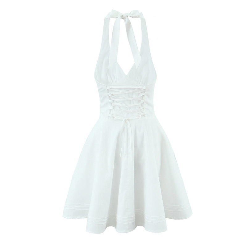 Deep V-neck Chic Back strap Mini Dress