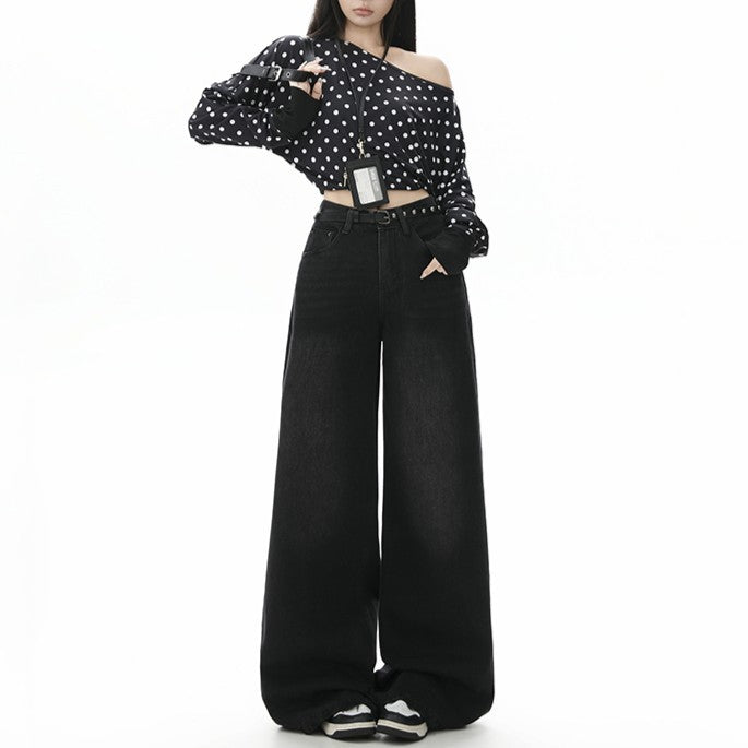 High Waist Loose Slim Straight Leg Long Pants