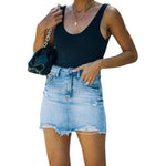 Ripped Raw Short Skirt - runwayfashionista.com
