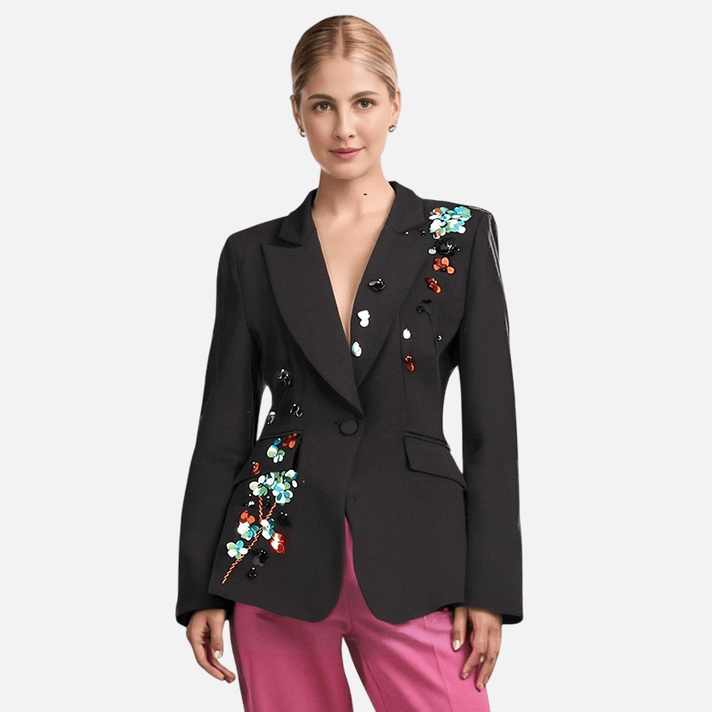 Elegant V-neck Sequined Jacket