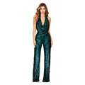 Sleeveless Halterneck Sequin Jumpsuit - runwayfashionista.com