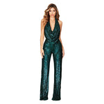 Sleeveless Halterneck Sequin Jumpsuit - runwayfashionista.com