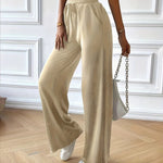 Drawstring Pocketed Wide Leg Pants