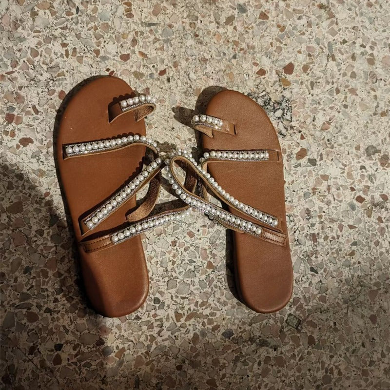 Flat Bottom Rhinestone Sandals