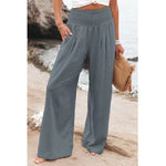 Elegant Wide-Leg Loose Cotton Linen Trousers