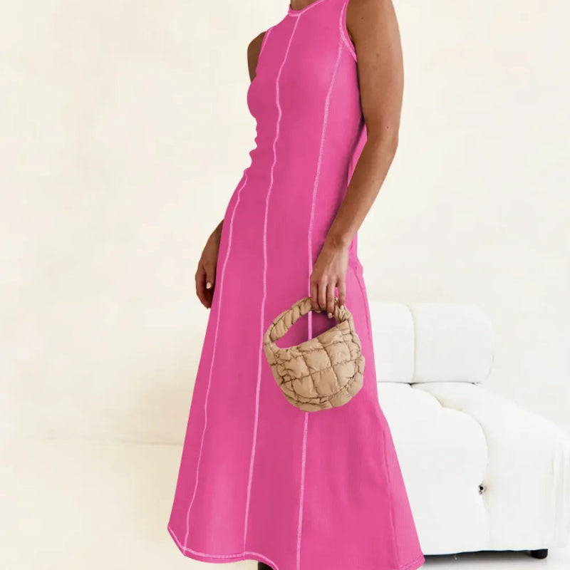 Contrast Stitching Maxi Tank Dress