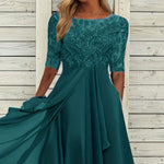 Elevate Your Presence: The Elegant Chiffon Lace Hollow-Out Maxi Dress