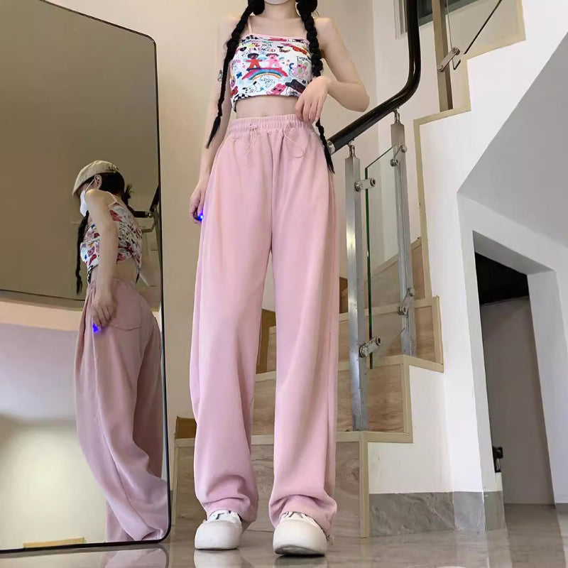 High-Waisted Mini Drawstring Casual Sports Sweatpants