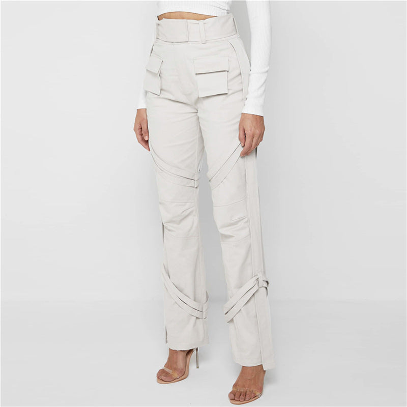 High Waist Design Se Casual Straight Trousers - runwayfashionista.com