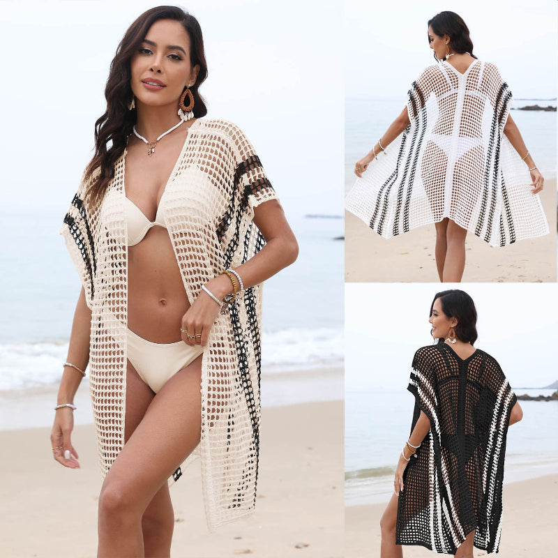 This crochet hollow bikini cover-up adds a bold, edgy touch to your beach look while letting your swimsuit peek through effortlessly.
