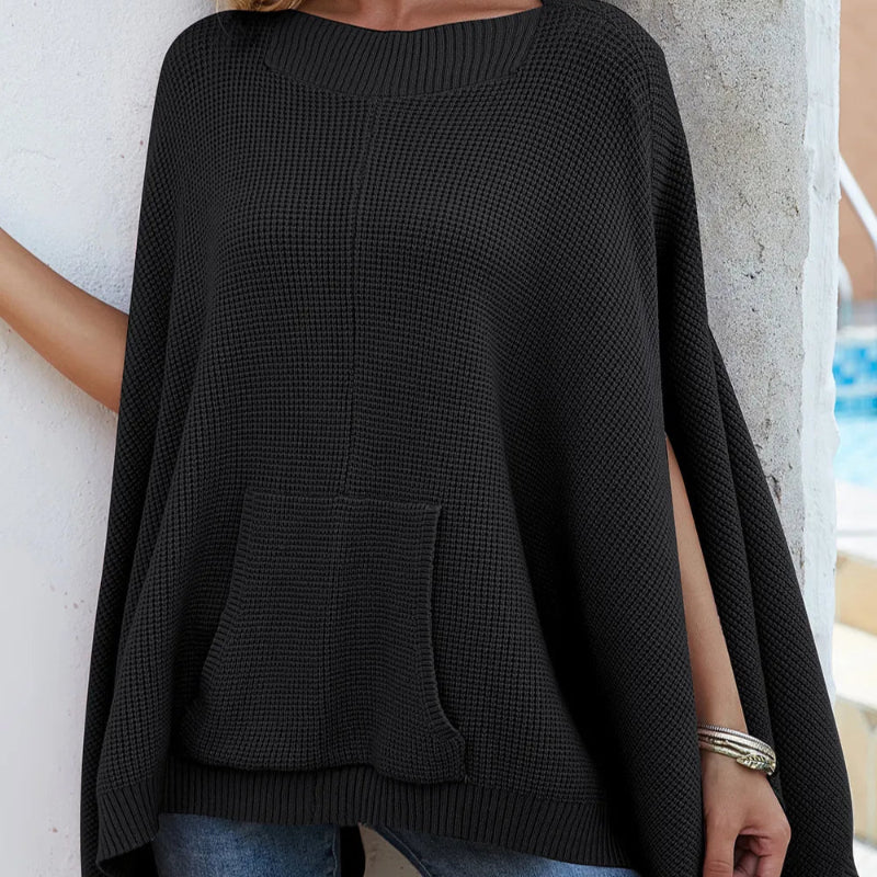 Solid color casual style plus size women's knitted sweater