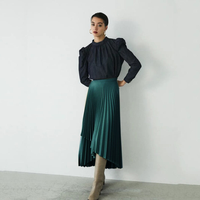 Stylish Irregular Pleated Long Skirt - runwayfashionista.com