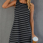 Stylish Mid-Length A-Line Dress - black