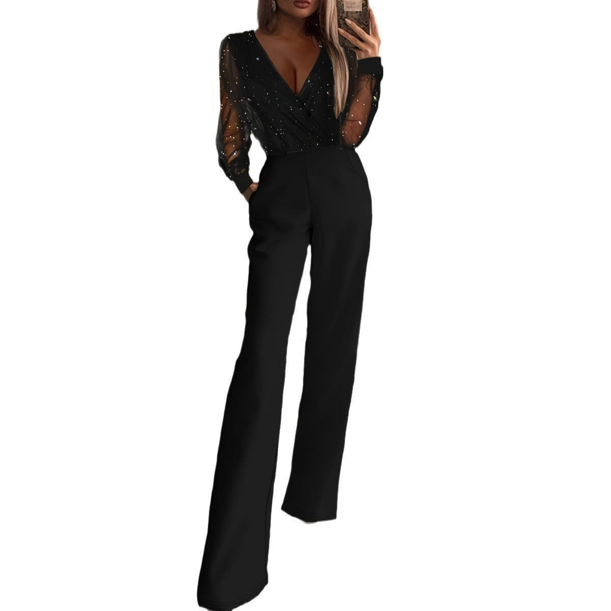 Mesh powder patchwork jumpsuit - runwayfashionista.com