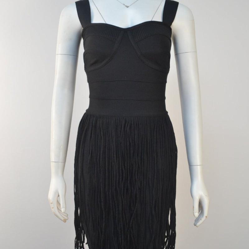 Tight Shoulder Strap Tassel Mini Dress