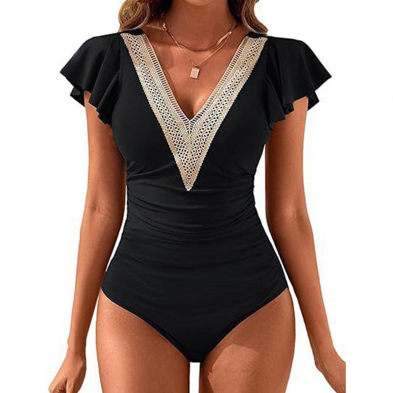 Flying sleeve one-piece swimsuit