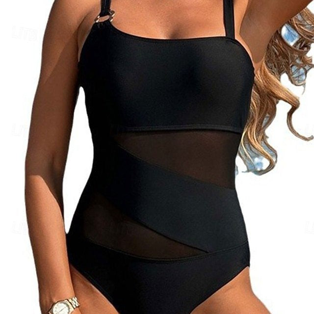 One-Piece Solid Color Swimsuit