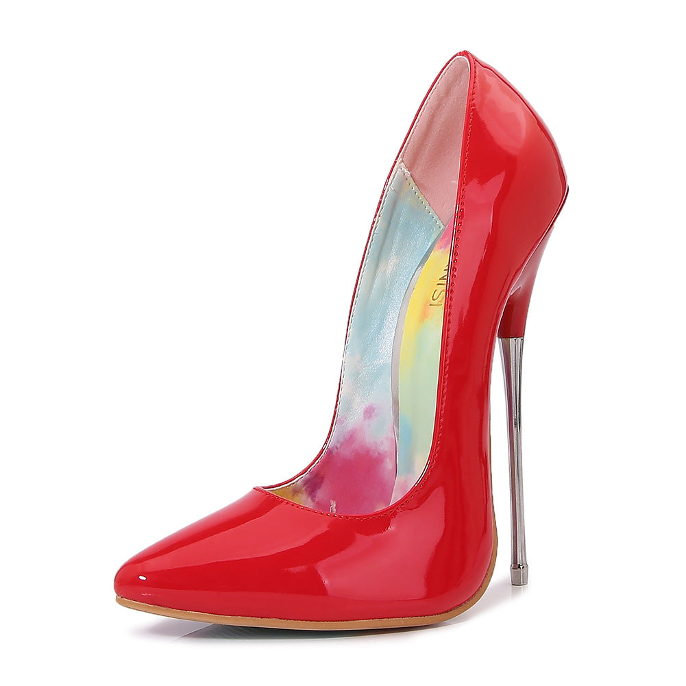 Lacquer Leather Pointed Metal Heel High Heels | Sexy & Striking - runwayfashionista.om