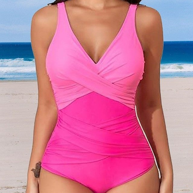 Slim Fit Patchwork One-Piece Swimsuit