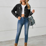 Button Up Long Sleeve Denim Jacket - runwayfashionista.com