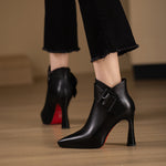 Sculpted Elegance: The Essential High-Heel Ankle Boot - black