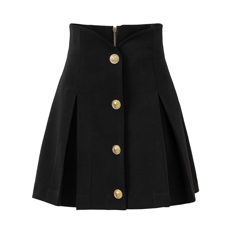 Black high waisted A-line skirt