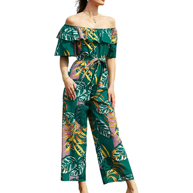 One-Shoulder Floral Jumpsuit