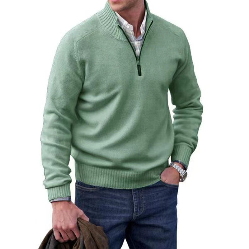Men's Wool Blend Stand-up Collar Sweater - green
