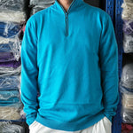 Men's Wool Blend Stand-up Collar Sweater - blue