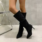 Pleated Pull-On High Heel Bootsrunwayfashionista.com