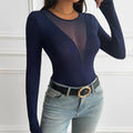 Spliced Sheer Long Sleeve Top