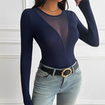 Spliced Sheer Long Sleeve Top