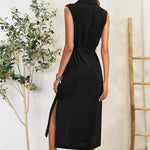 Button Up Sleeveless Midi Dress - runwayfashionista.com
