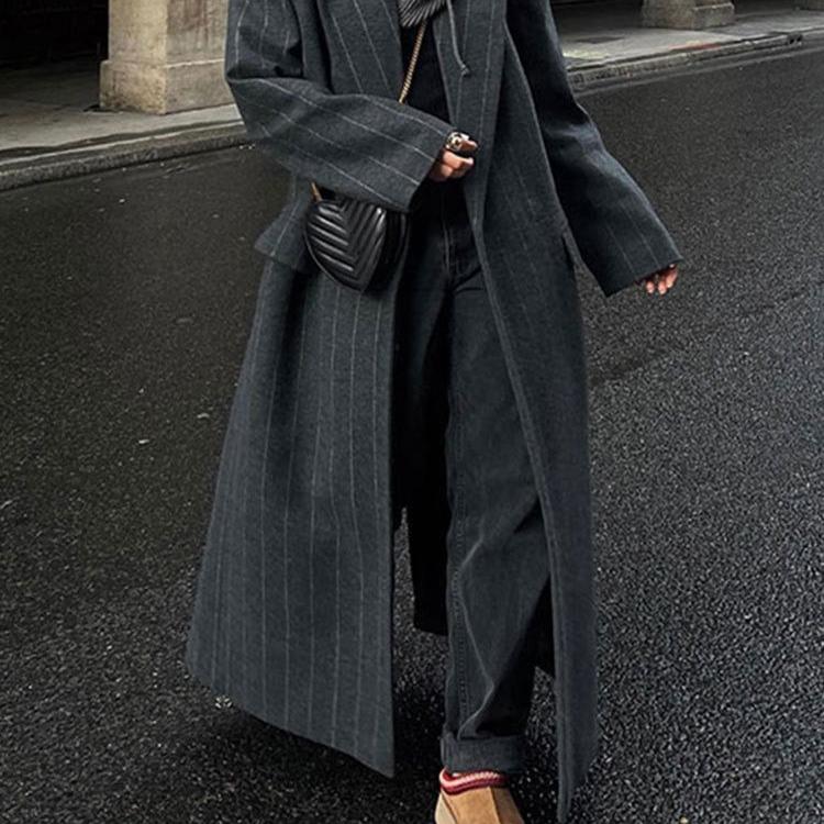 Striped Long Fashionable Coat