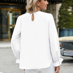 Round Neck Flounce Sleeve Top -runwayfashionista.com