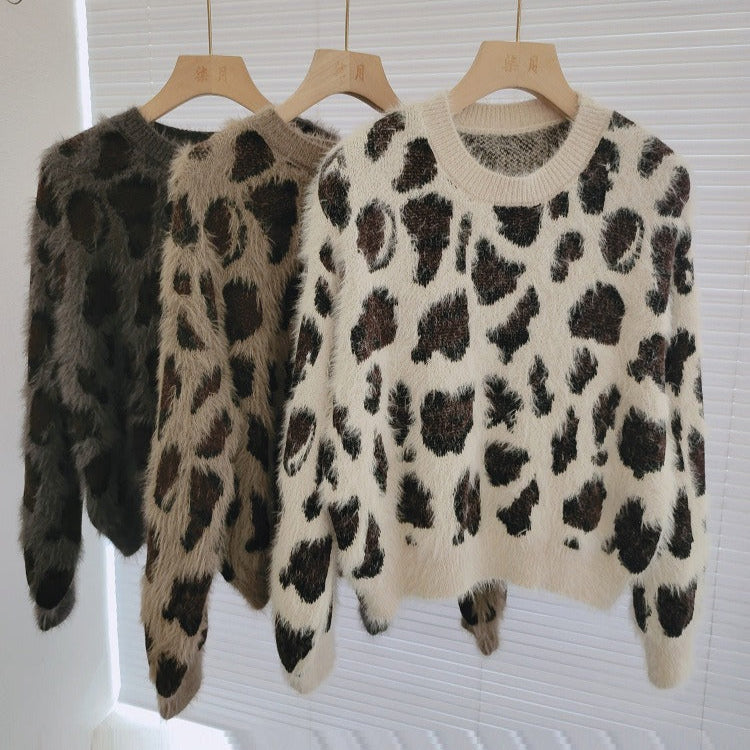 Leopard Print Knitted Sweater