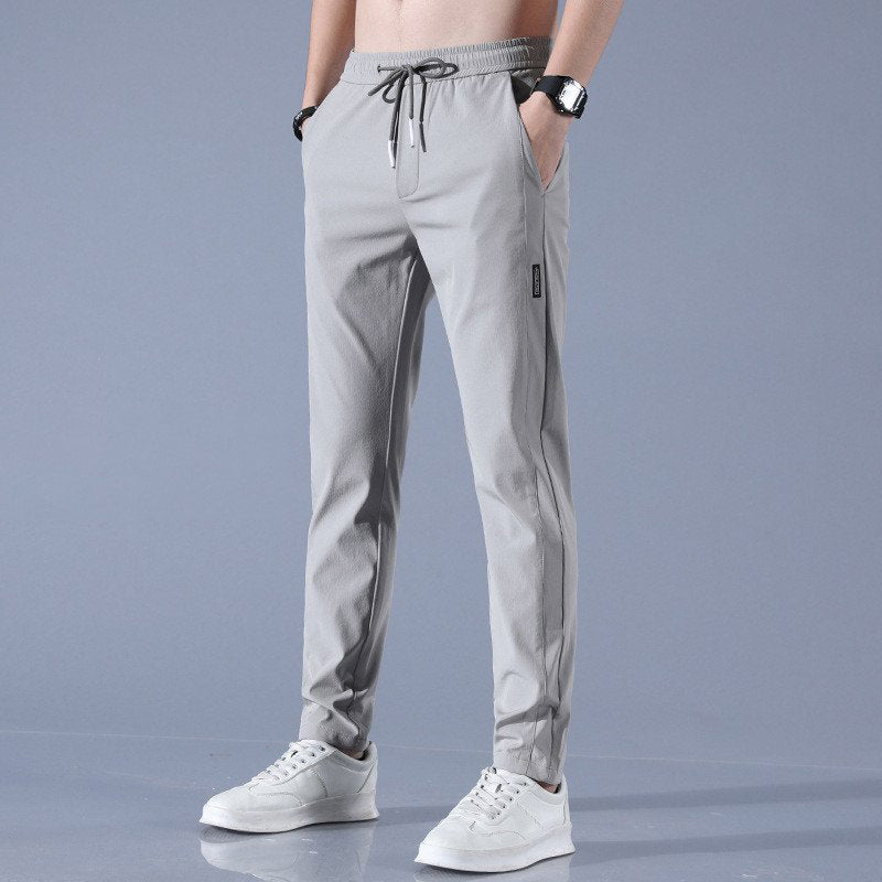 Minimalist High-Waist Ice Silk Loose Pants